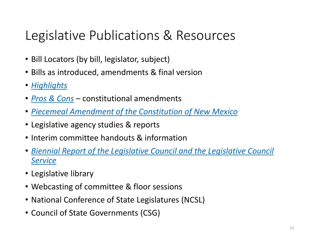 legislative publications resources