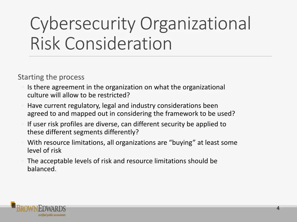 cybersecurity organizational risk consideration 1