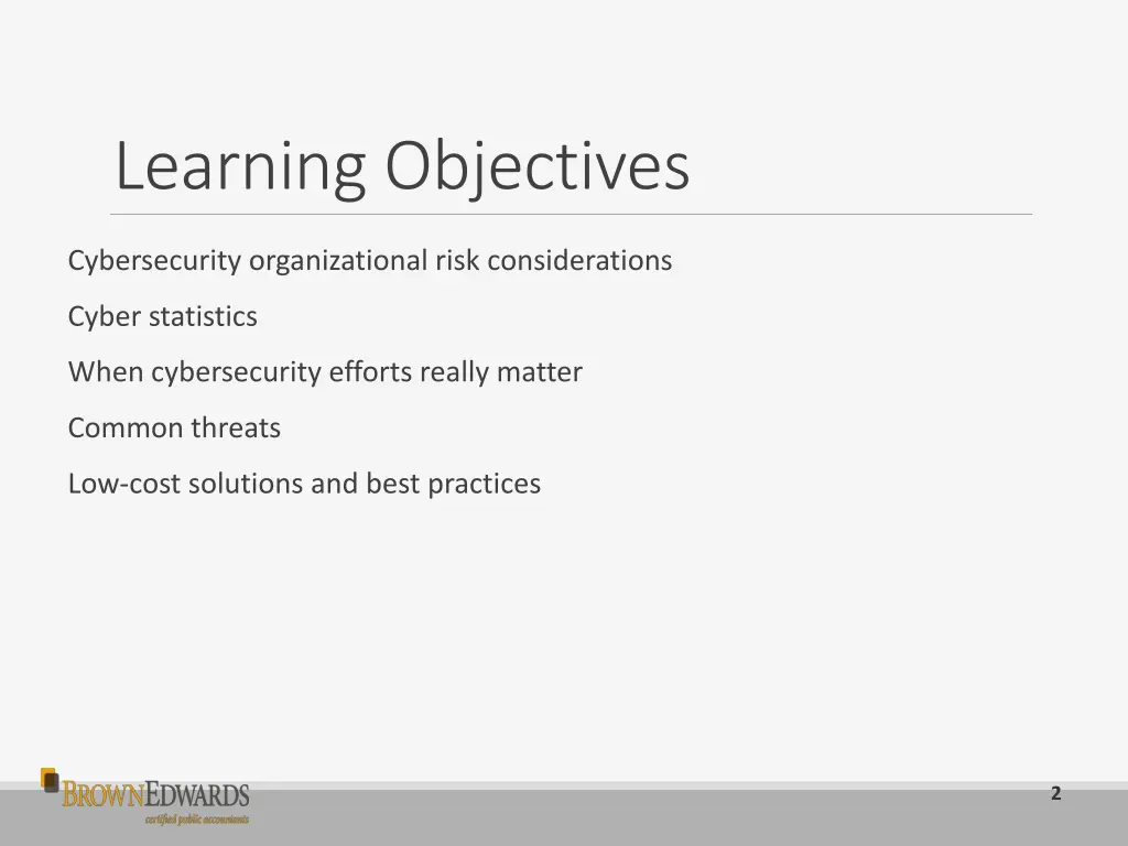 learning objectives