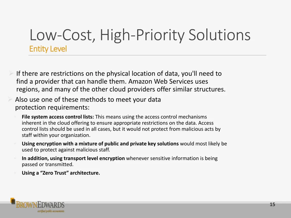 low cost high priority solutions entity level 4