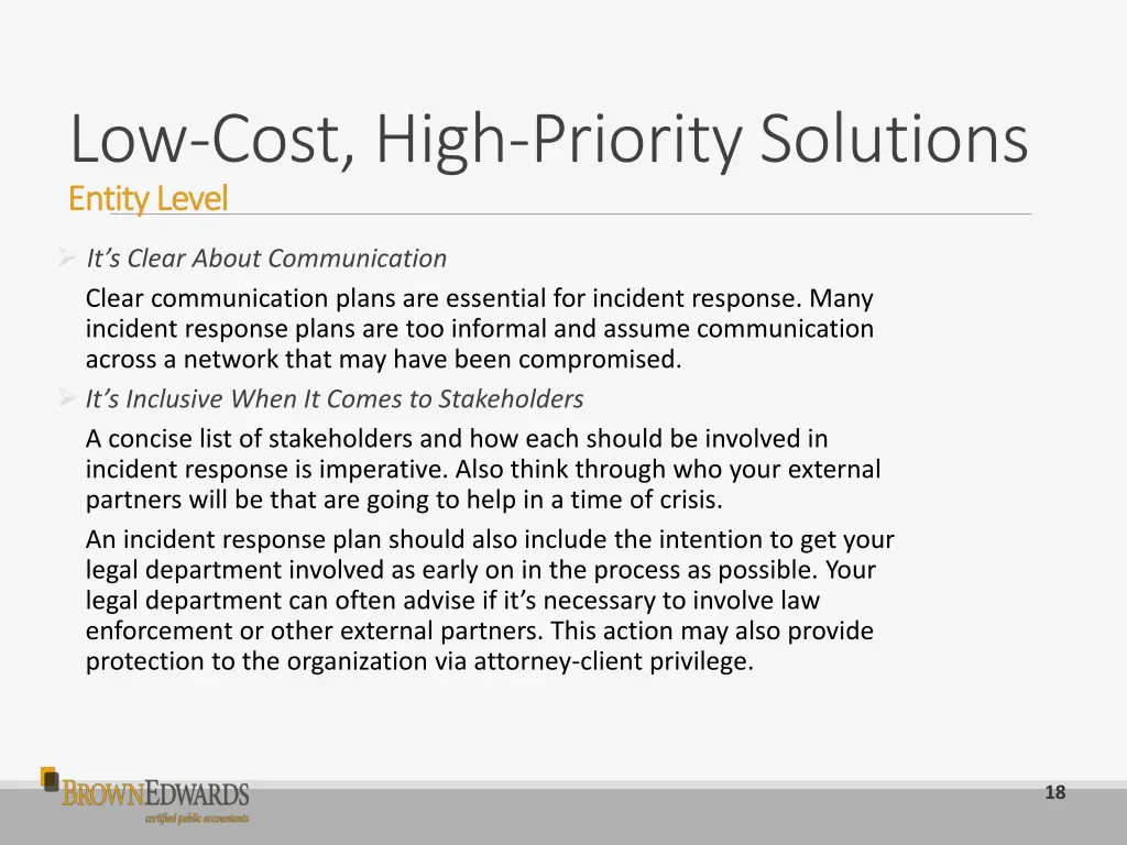 low cost high priority solutions entity level 7