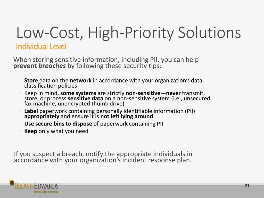 low cost high priority solutions individual level 2