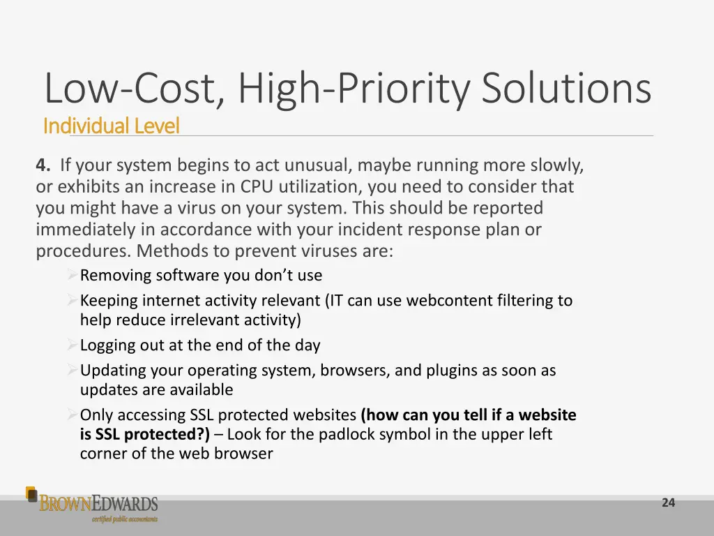 low cost high priority solutions individual level 5