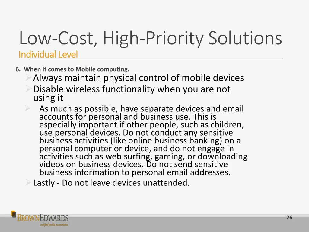 low cost high priority solutions individual level 7