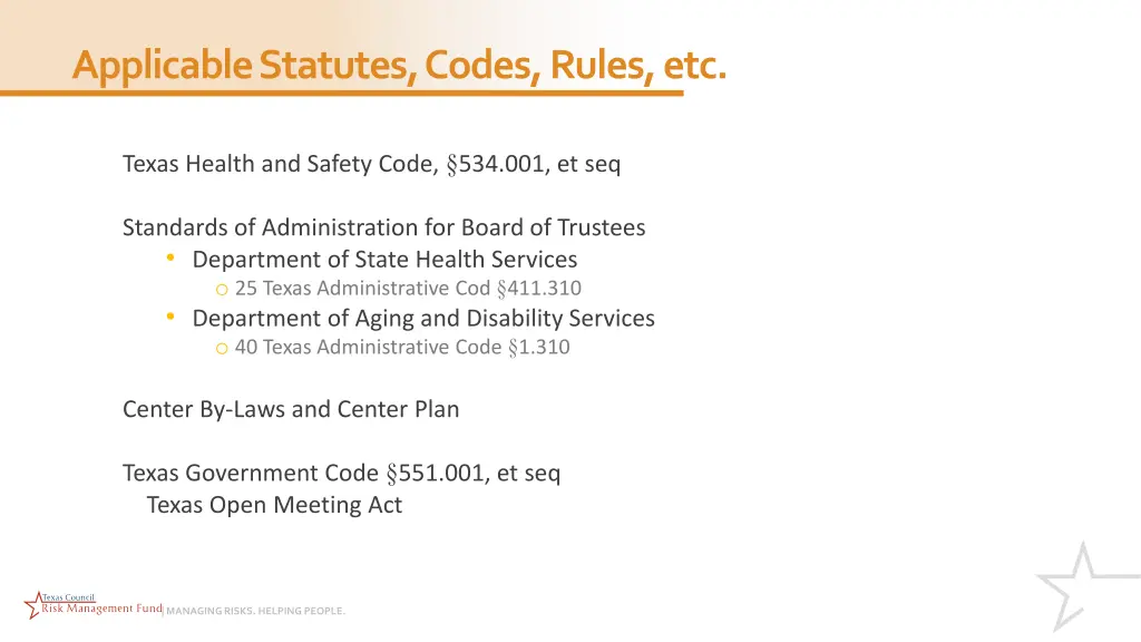 applicable statutes codes rules etc