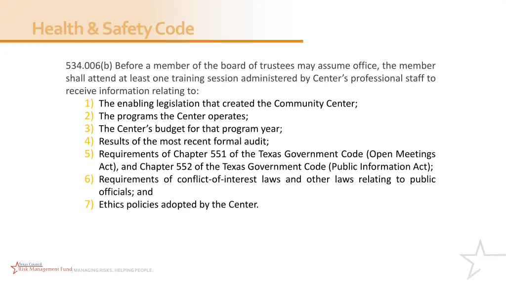 health safety code
