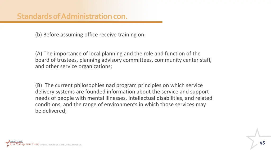 standards of administration con
