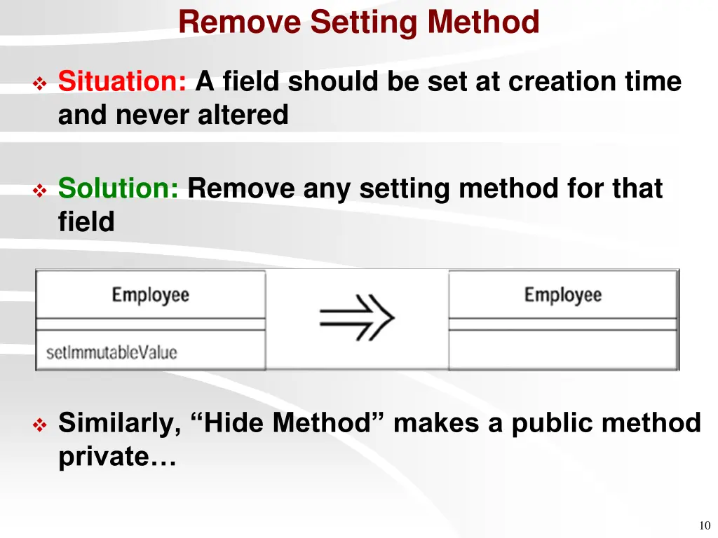 remove setting method
