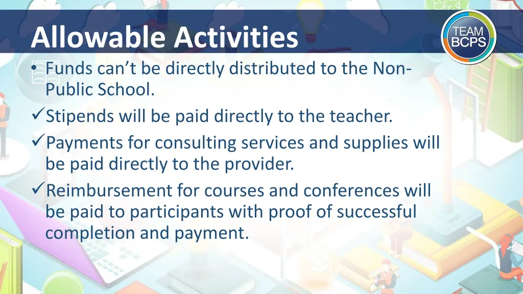 allowable activities funds can t be directly