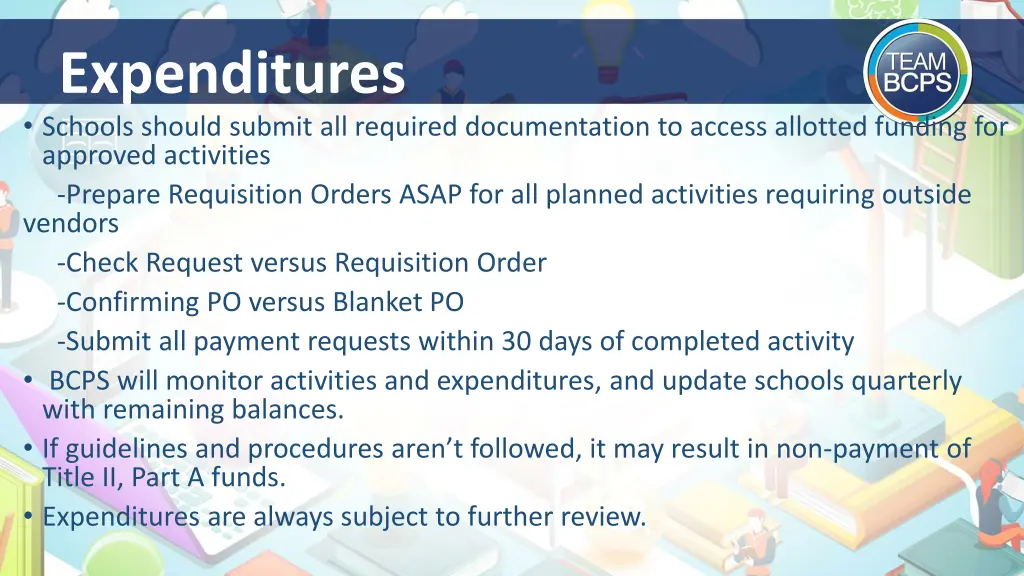 expenditures schools should submit all required