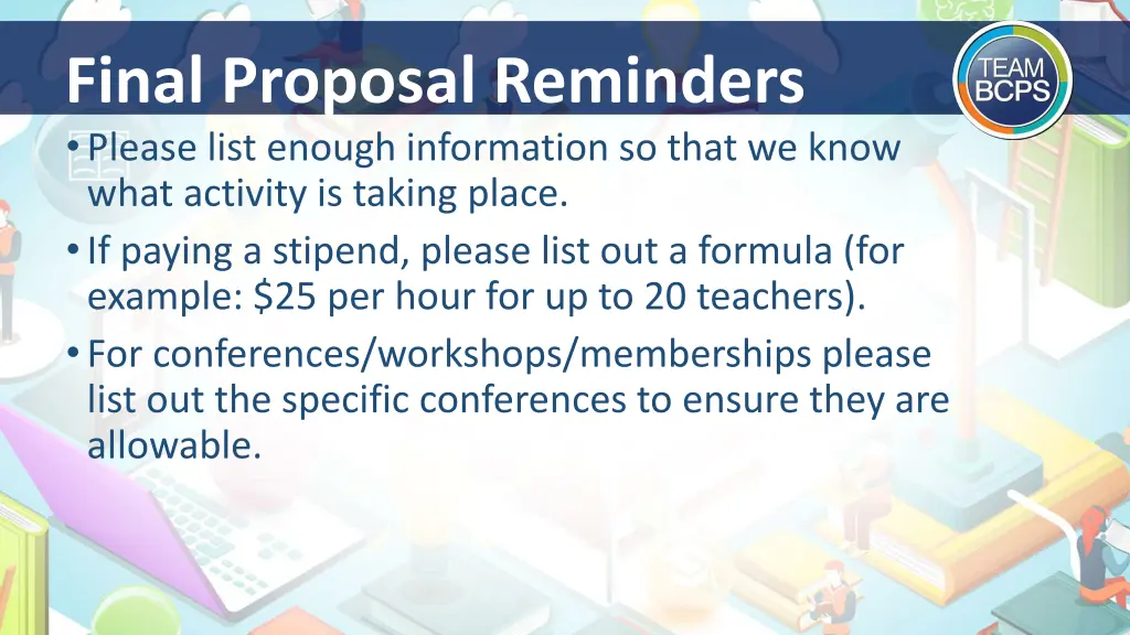 final proposal reminders please list enough