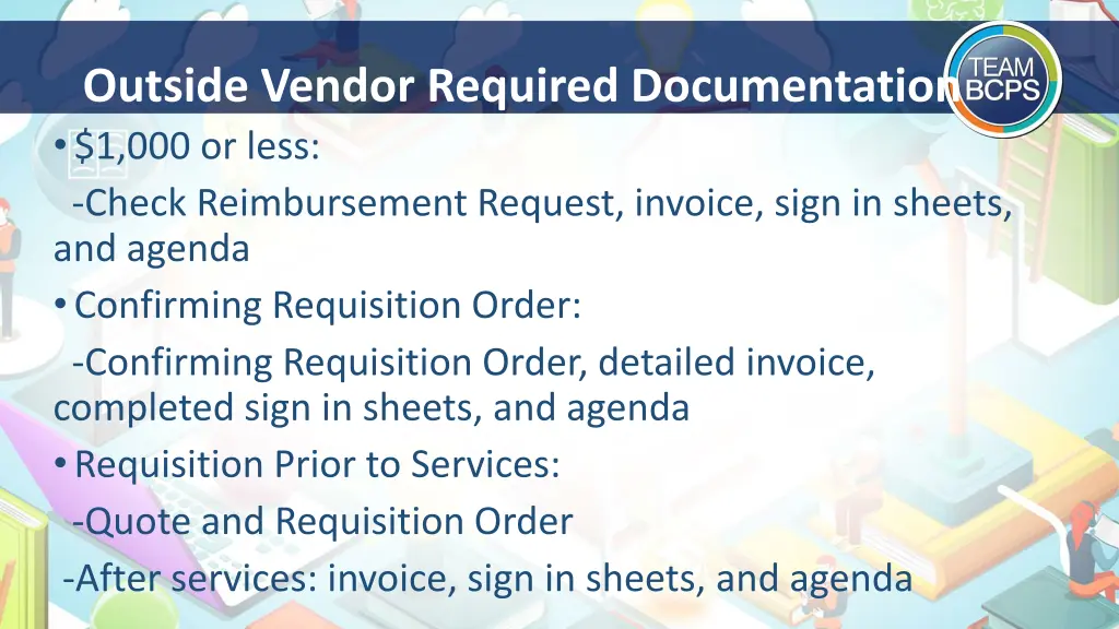 outside vendor required documentation
