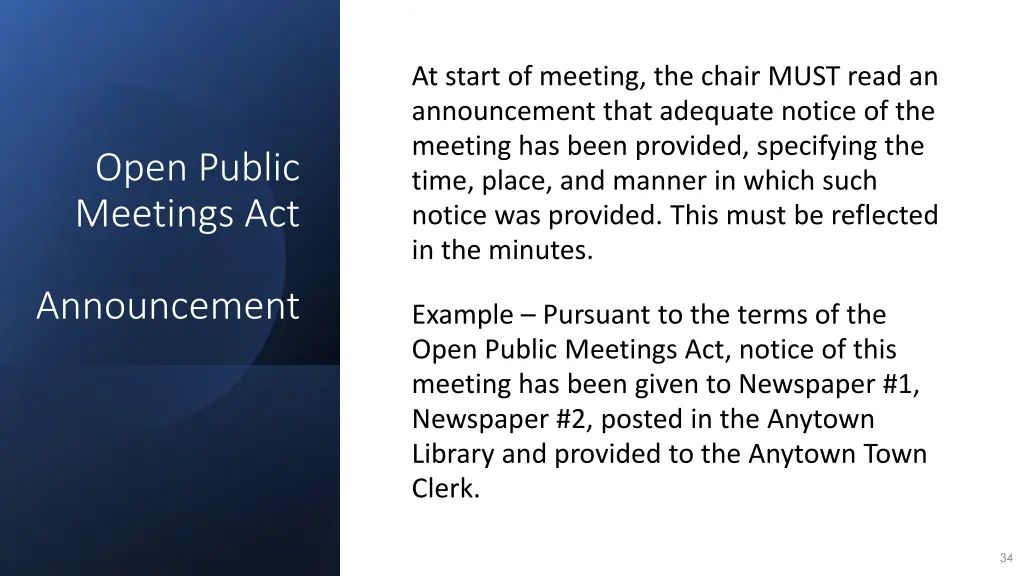 at start of meeting the chair must read