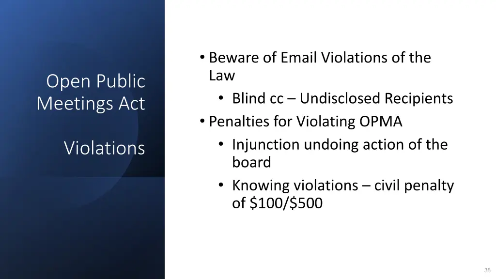 beware of email violations of the law blind