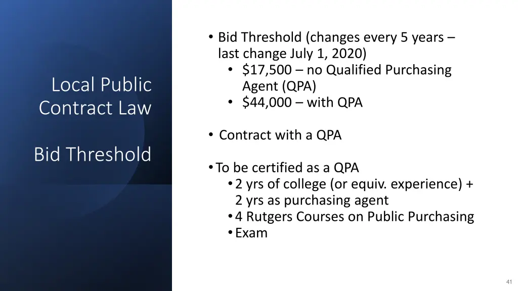 bid threshold changes every 5 years last change