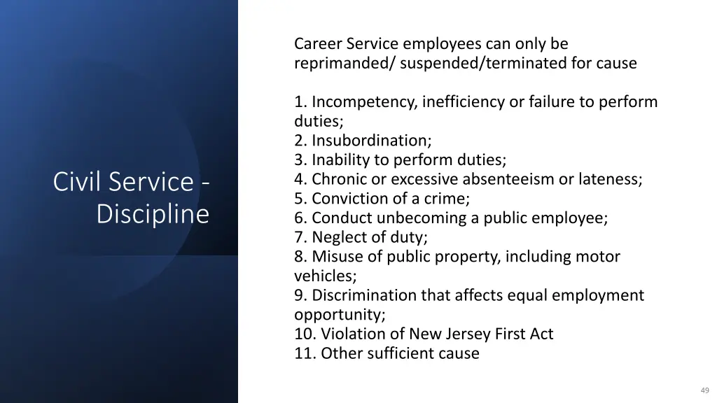 career service employees can only be reprimanded