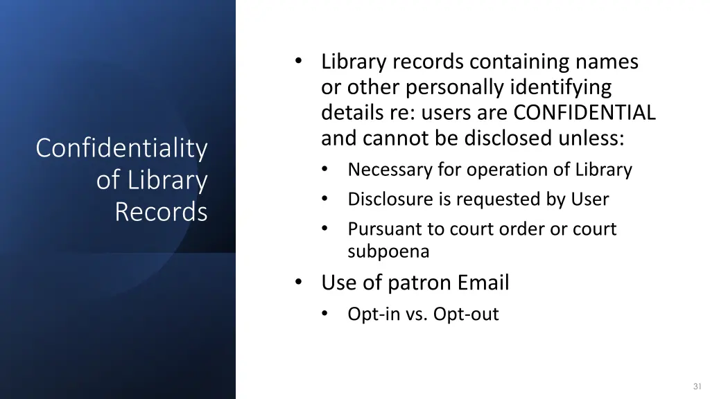 library records containing names or other