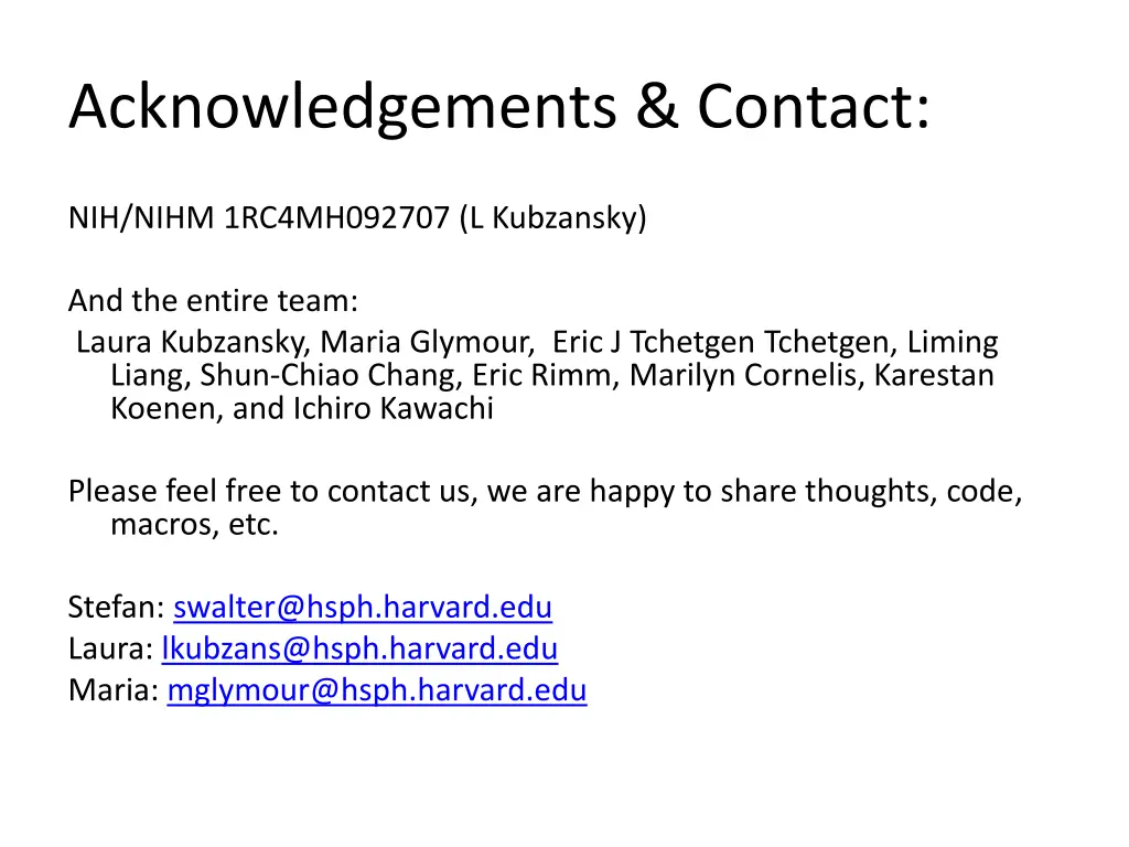 acknowledgements contact