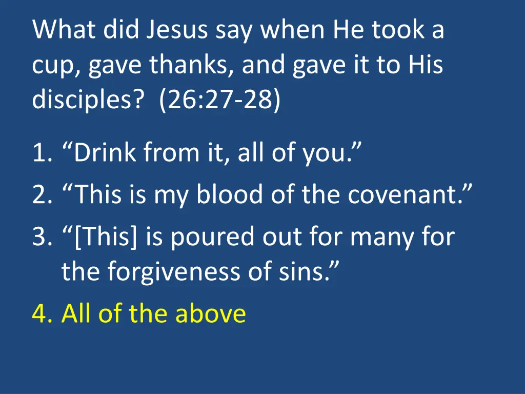 what did jesus say when he took a cup gave thanks 1