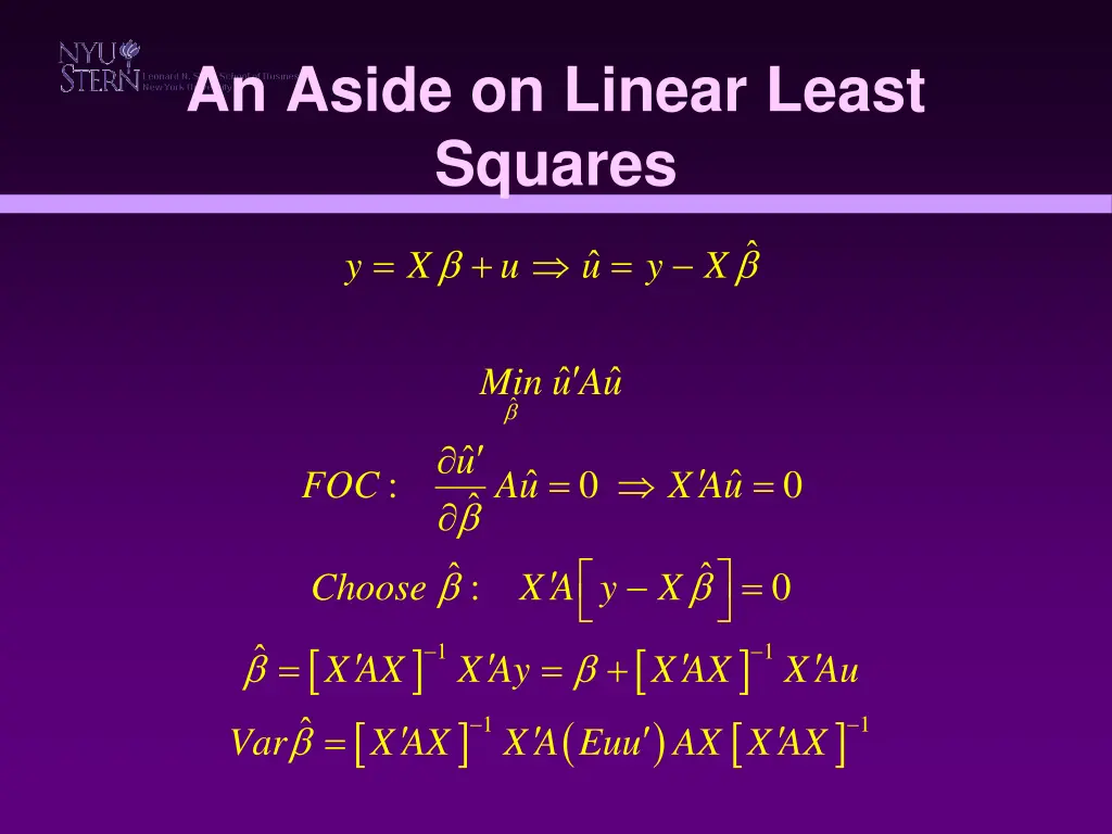 an aside on linear least squares