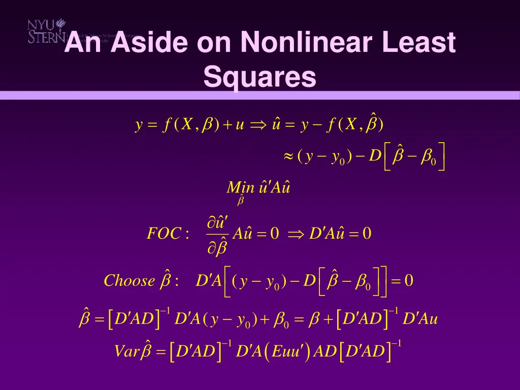 an aside on nonlinear least squares