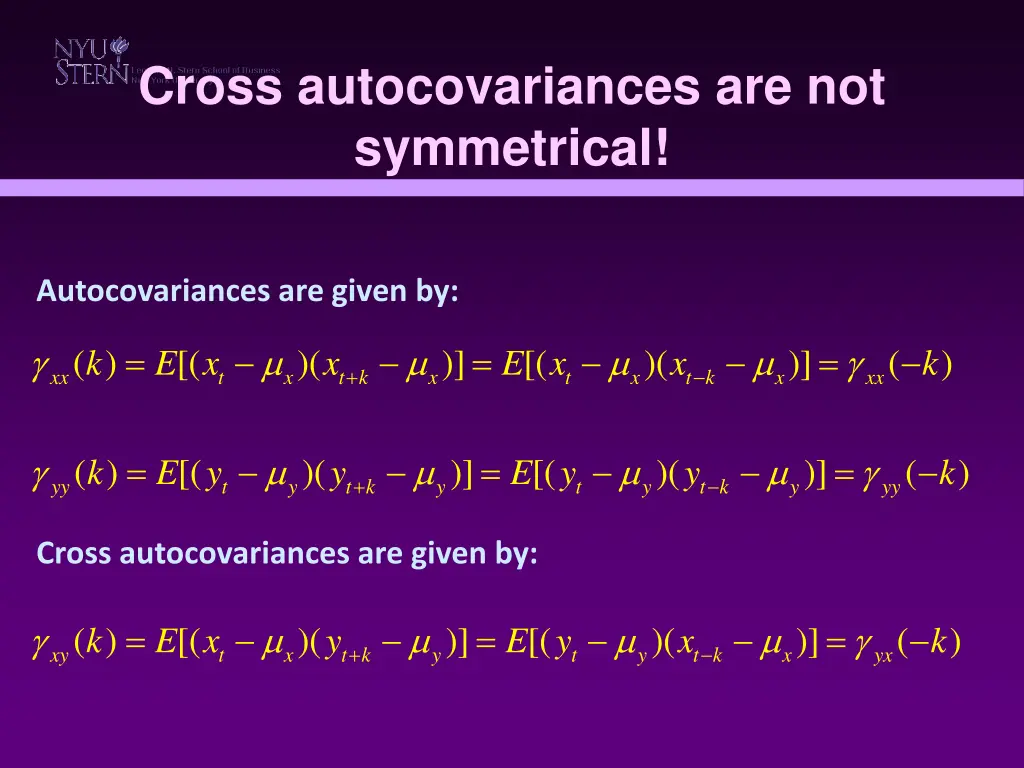 cross autocovariances are not symmetrical