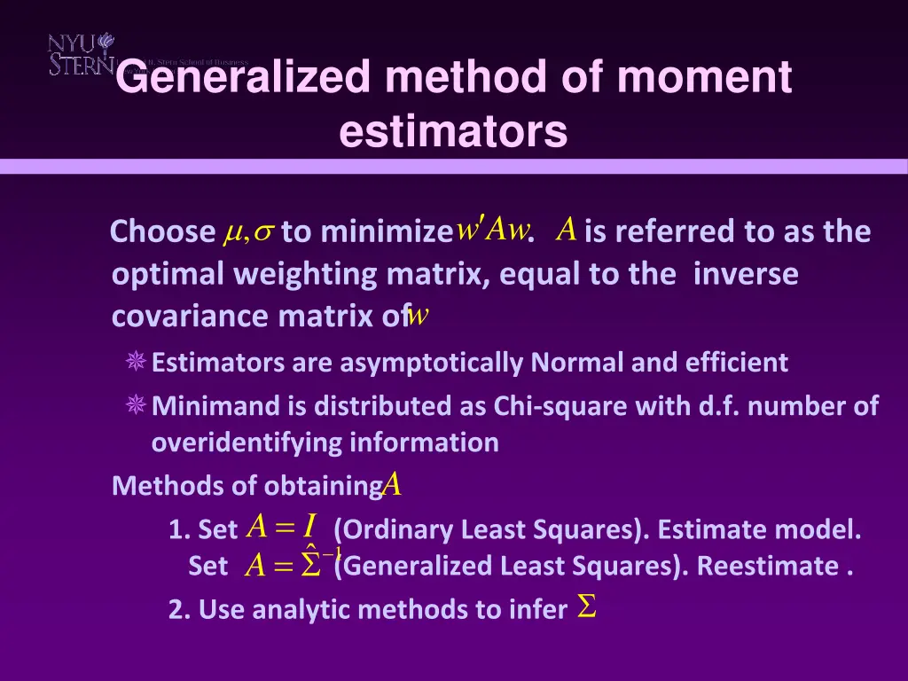 generalized method of moment estimators
