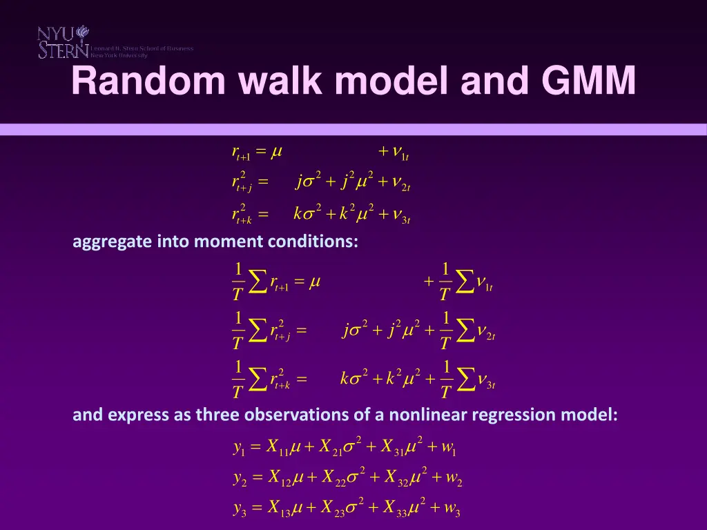 random walk model and gmm