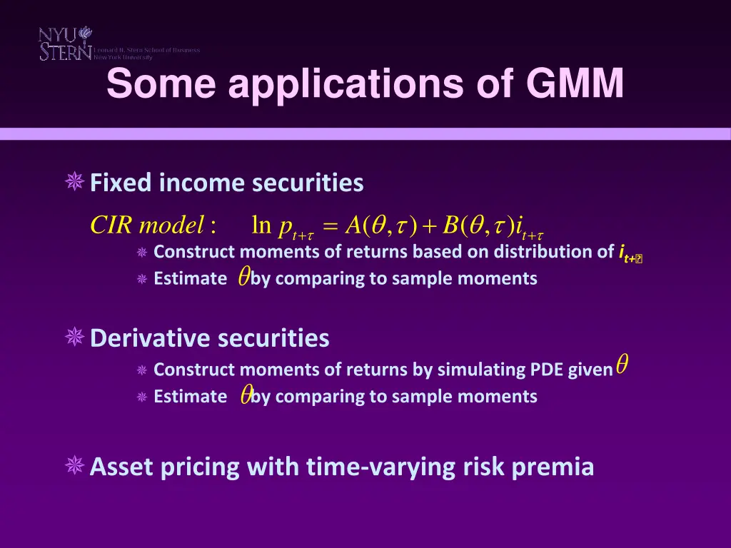 some applications of gmm