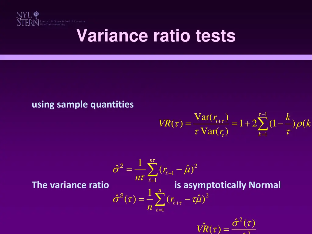 variance ratio tests