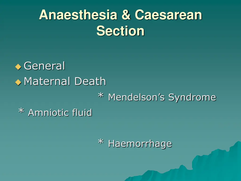 anaesthesia caesarean section