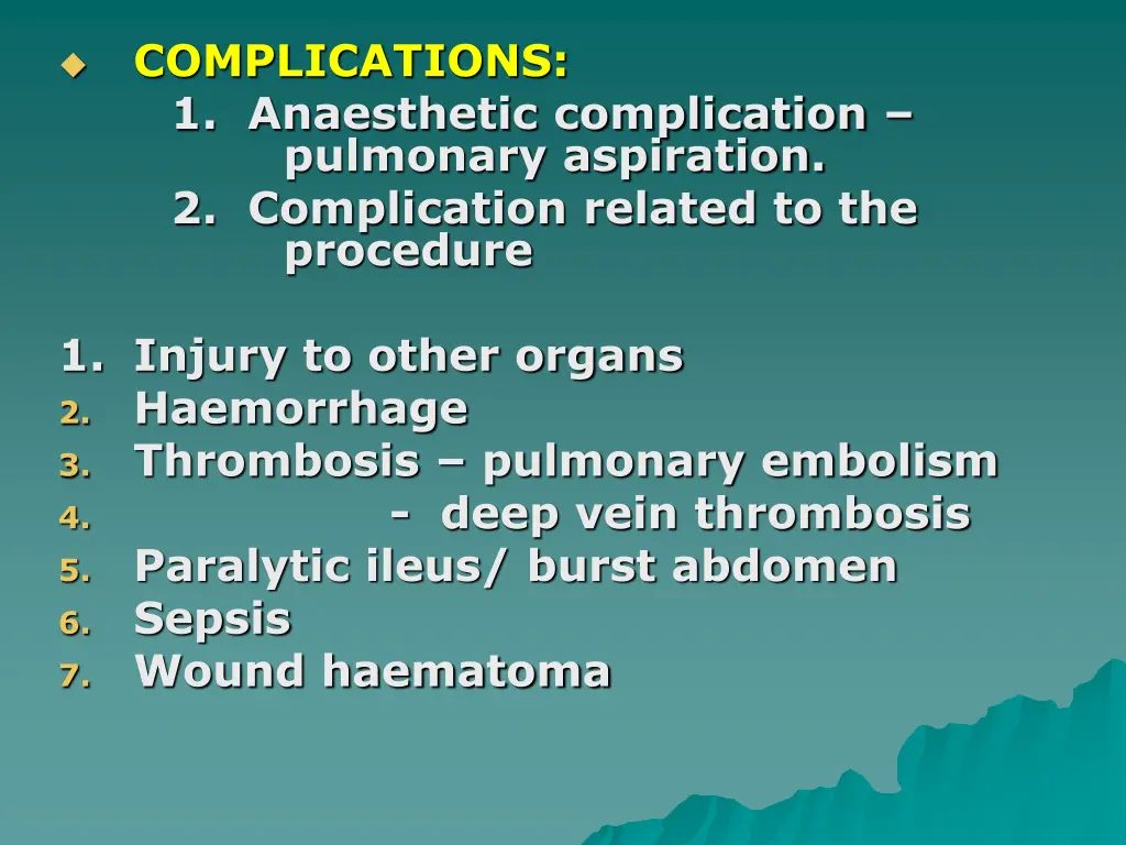complications 1 anaesthetic complication