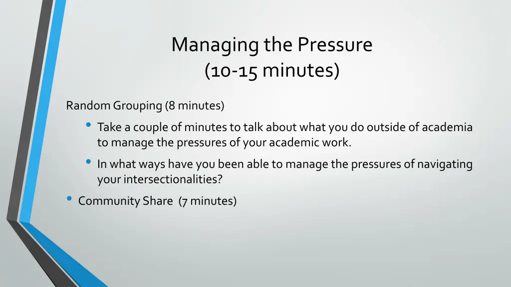 managing the pressure 10 15 minutes
