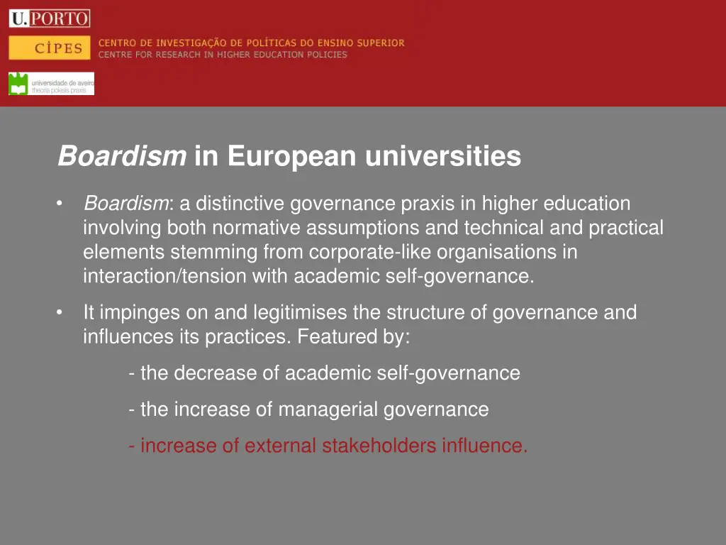 boardism in european universities