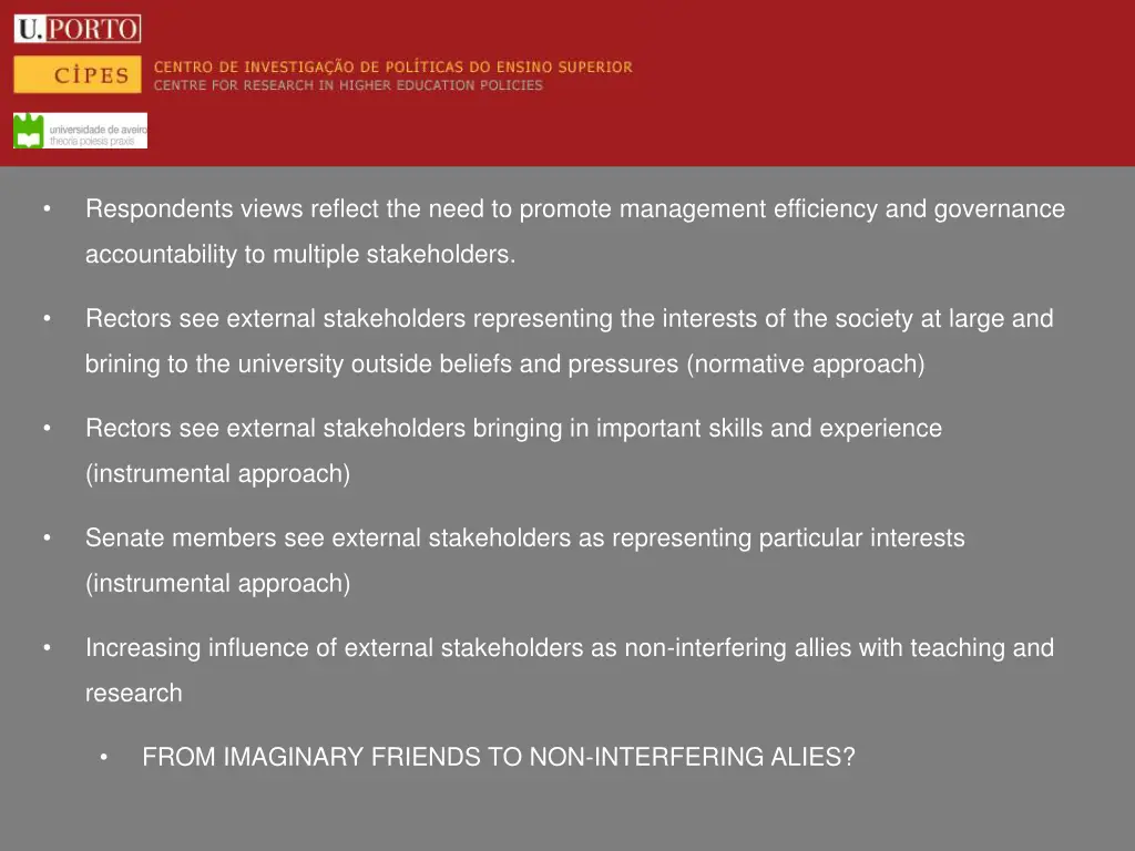 respondents views reflect the need to promote