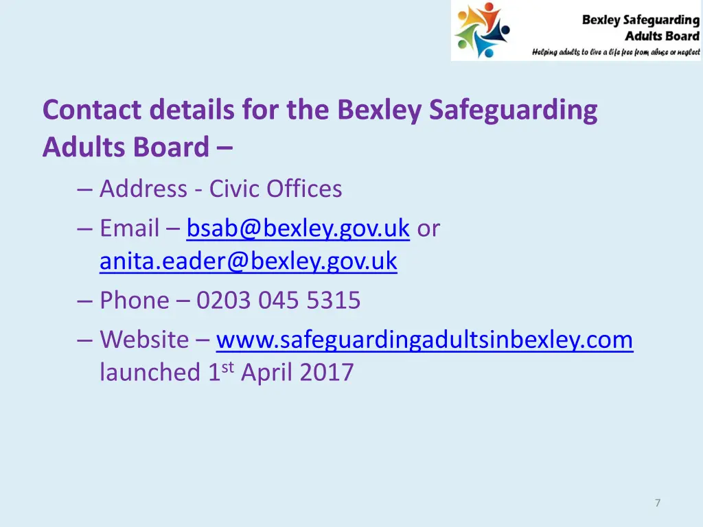 contact details for the bexley safeguarding