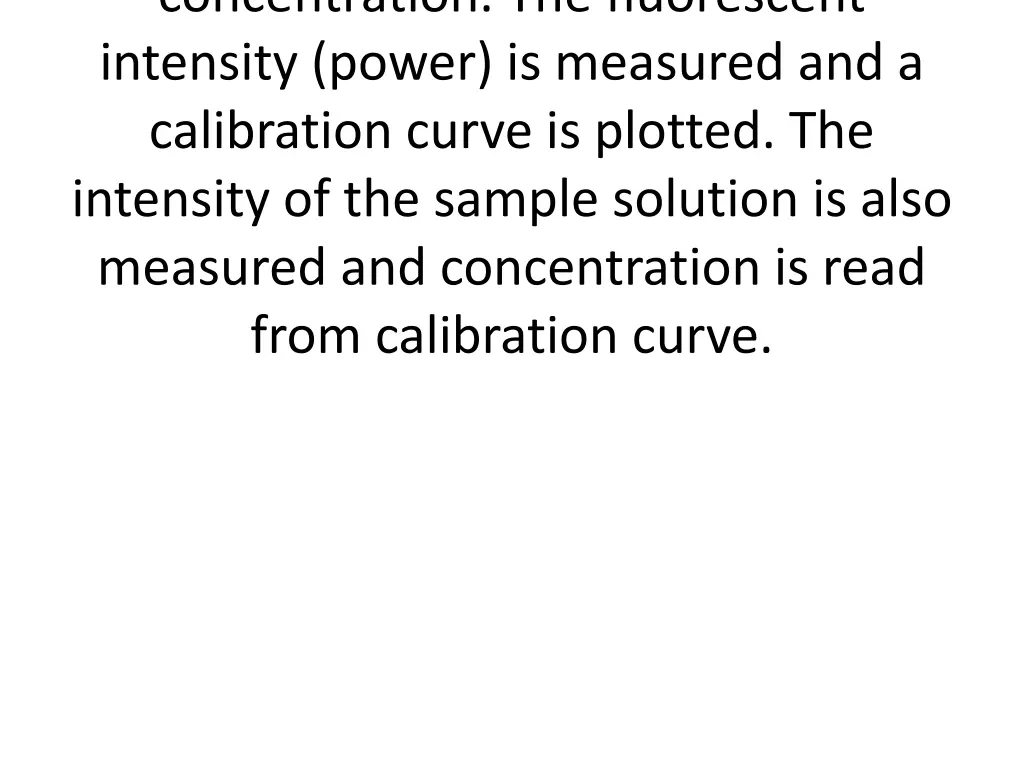 concentration the fluorescent intensity power