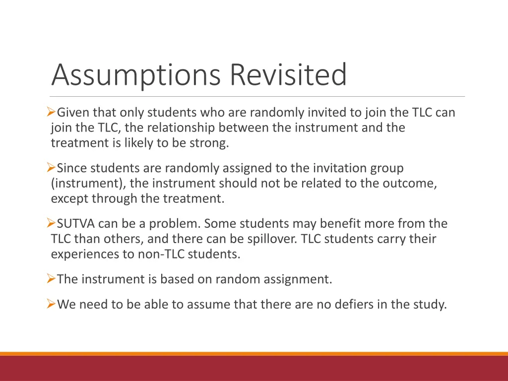 assumptions revisited