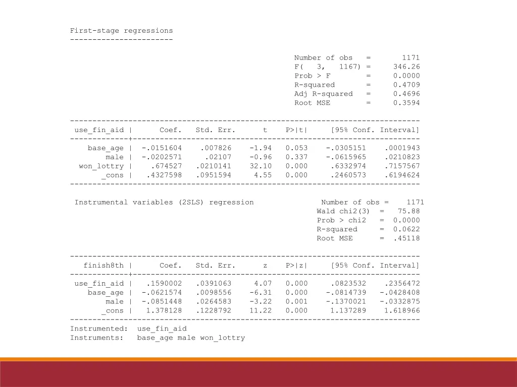 first stage regressions 3