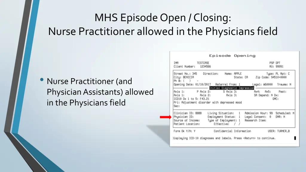 mhs episode open closing nurse practitioner