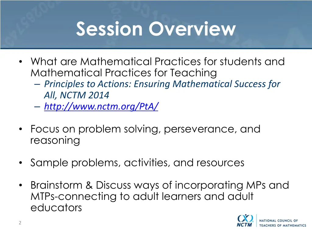 session overview