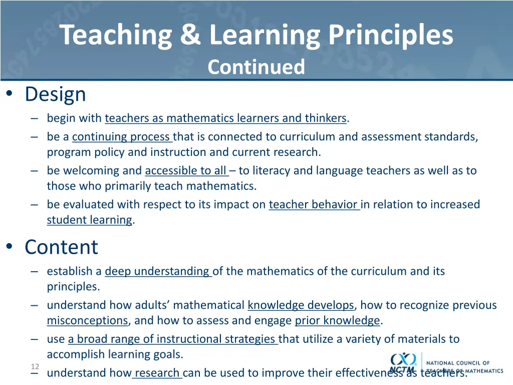 teaching learning principles continued design