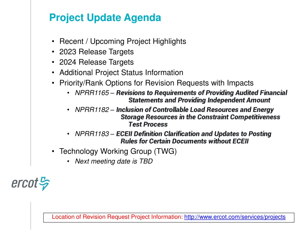 project update agenda