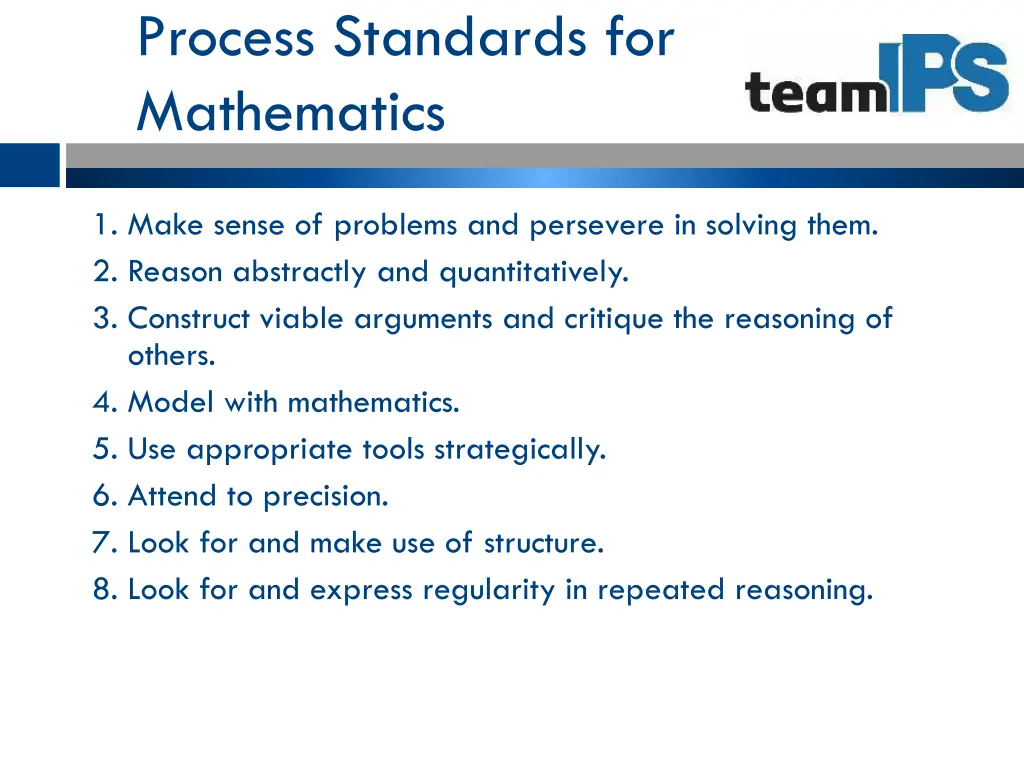 process standards for mathematics