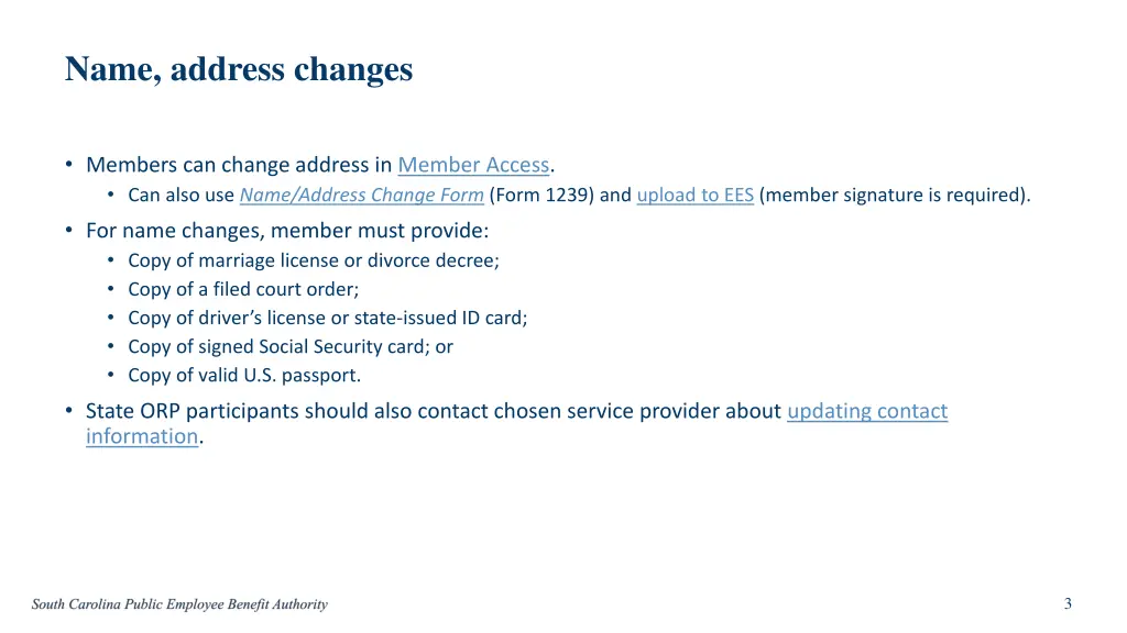 name address changes