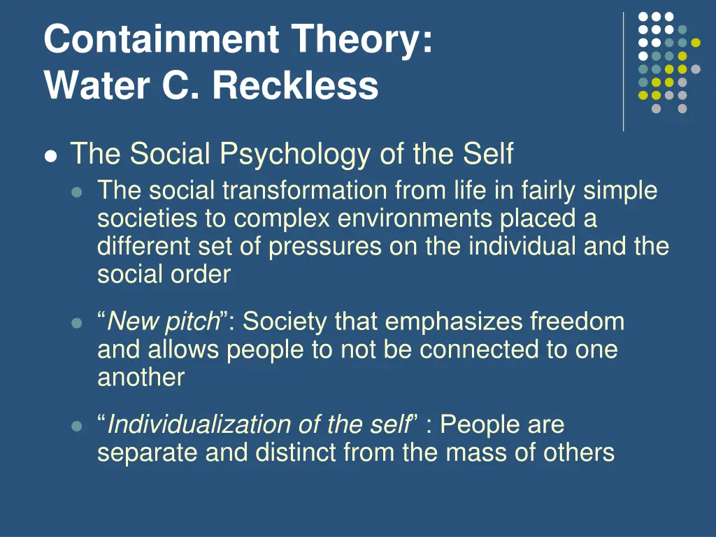 containment theory water c reckless 1