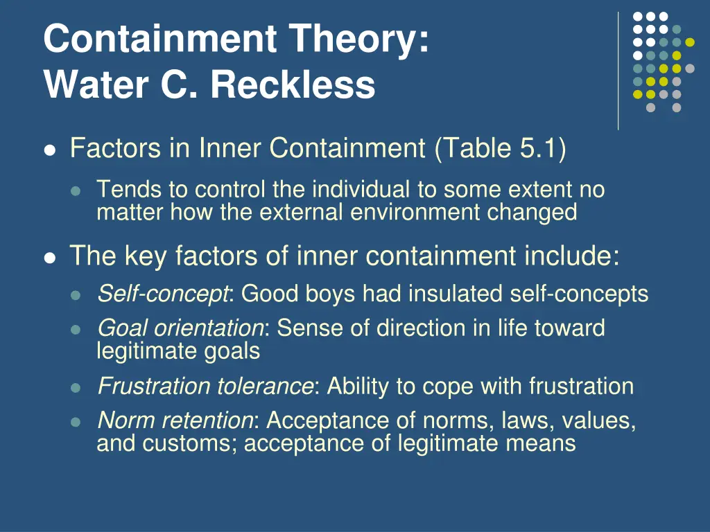 containment theory water c reckless 5