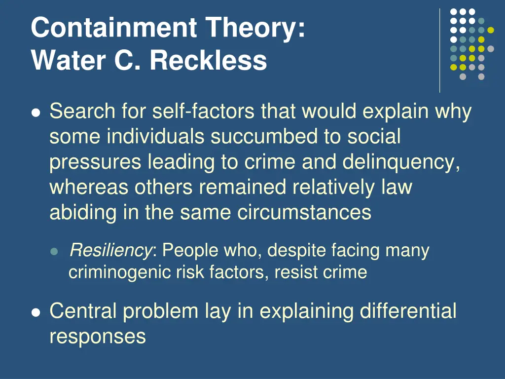 containment theory water c reckless