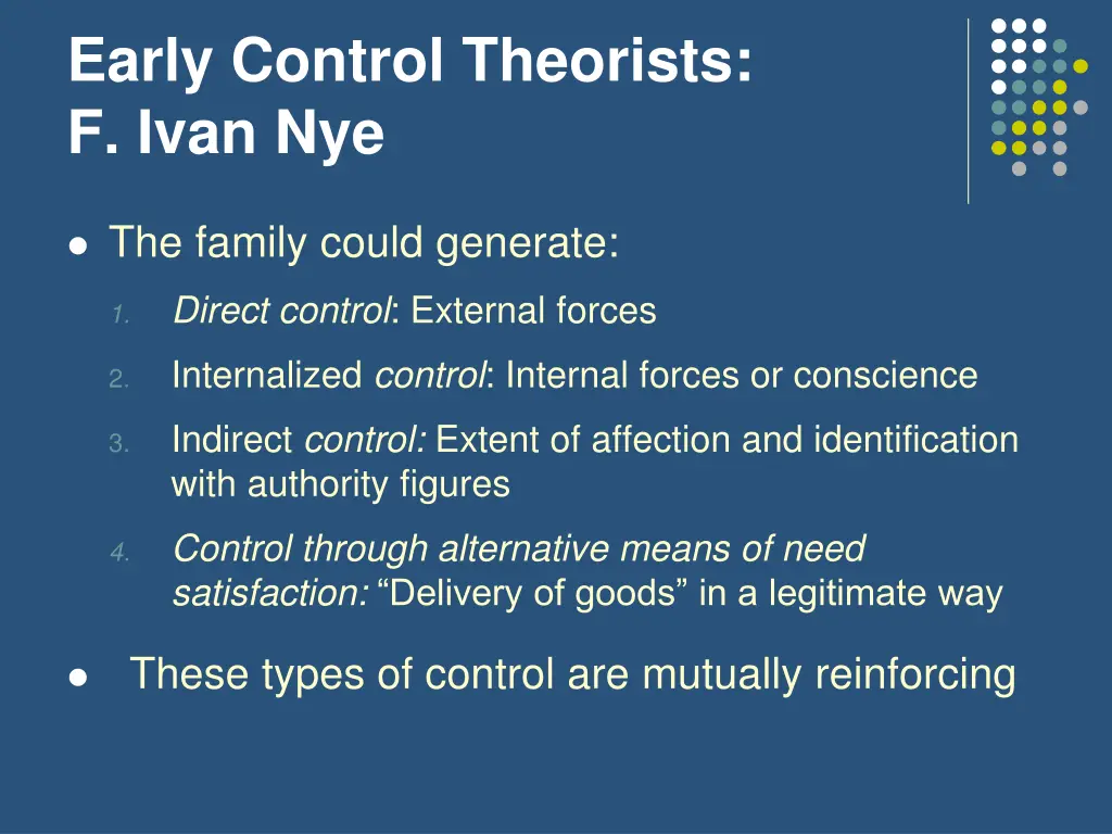 early control theorists f ivan nye 1