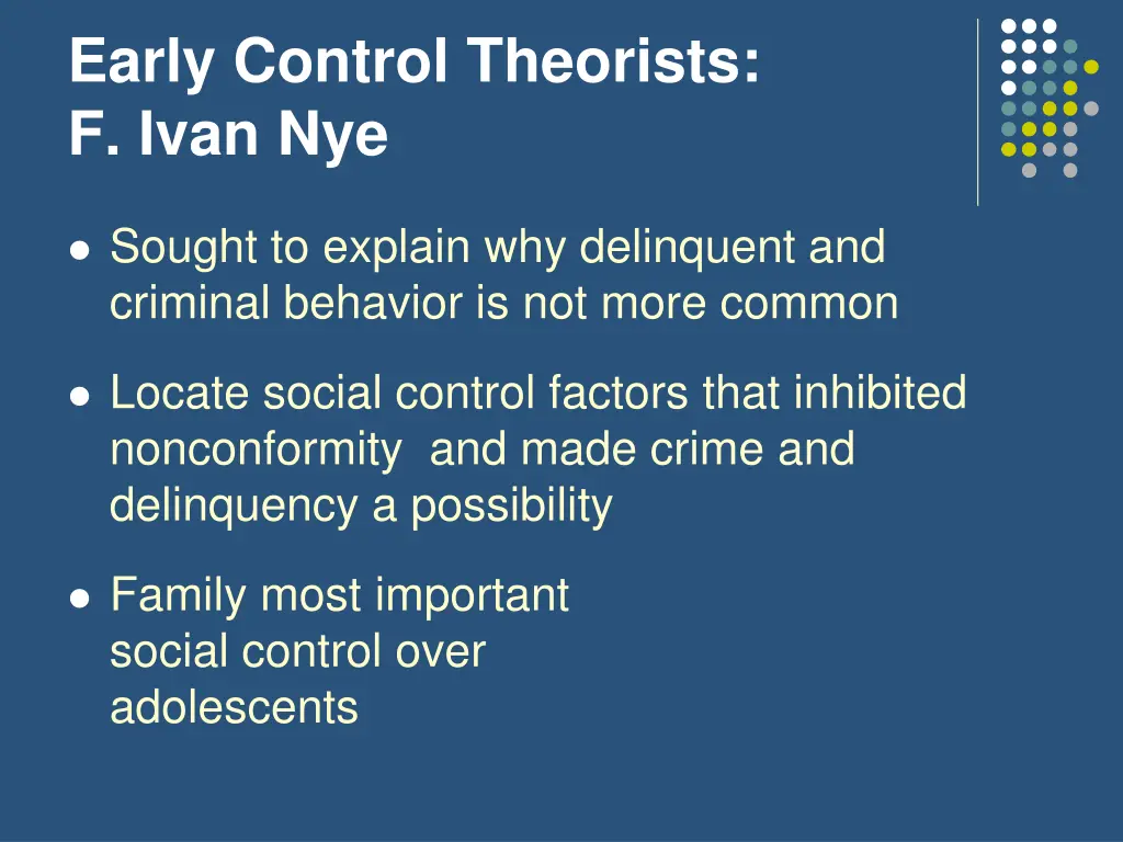 early control theorists f ivan nye